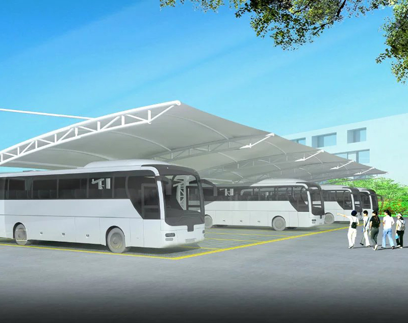 上海商場汽車膜結構停車棚安裝知識